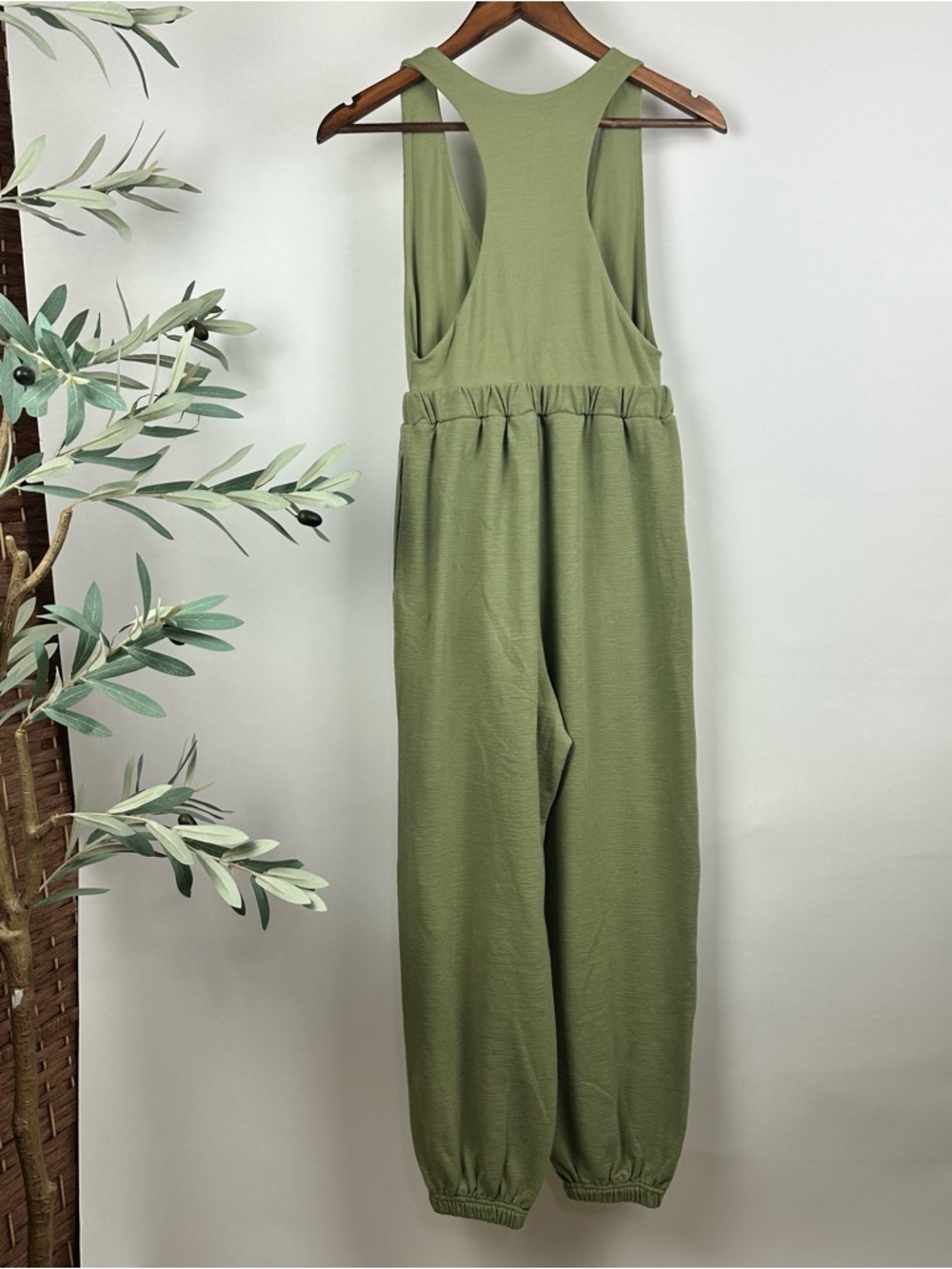Free People Beach Olive Green Jumpsuit Boho Relaxed Kyle One Piece Summer Romper - Picture 4 of 13